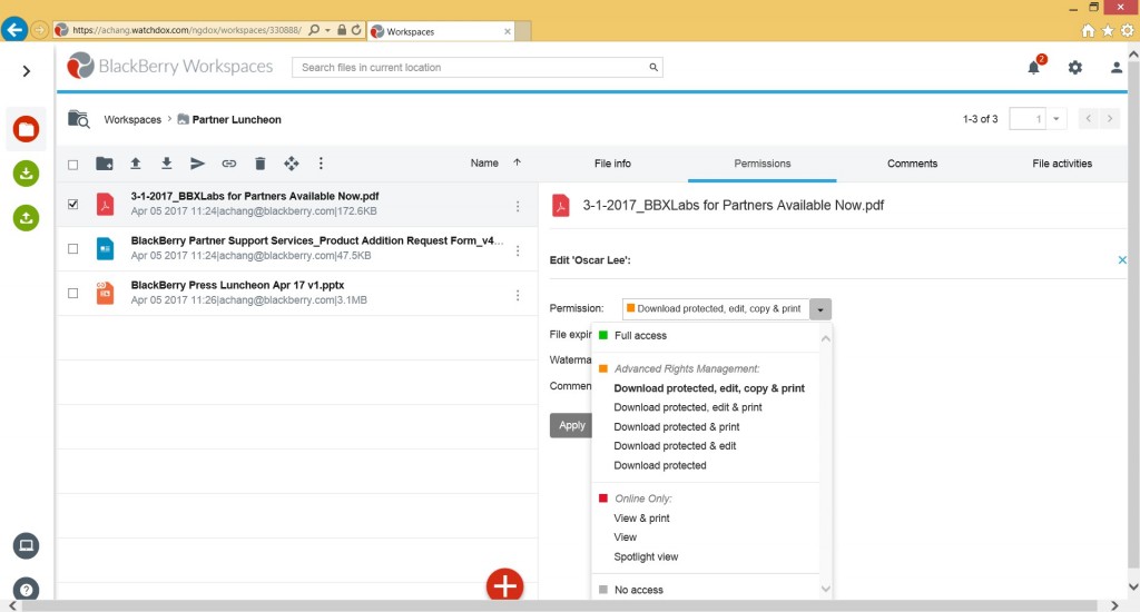 Document Permission Blackberry Workspaces In-House Community