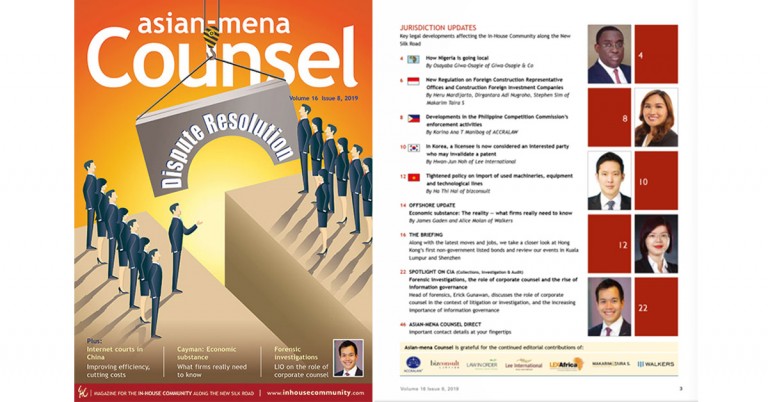 Asian-mena Counsel (interactive version) July 2019: inc. Dispute Resolution Report 2019