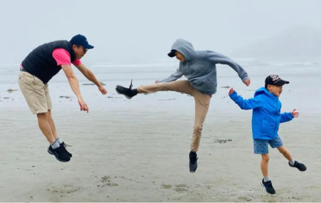 Kicking it with the family